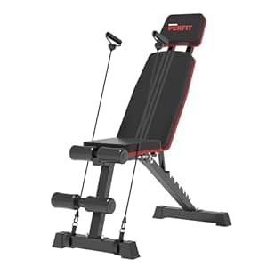 PERFIT Weight Bench for Home Gym Adjustable Foldable Workout Bench Press for Full Body Strength Training Bench Supports up to 800lbs with Two Exercise Bands for Press Sit up Incline Flat Decline