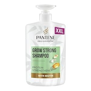 Pantene Grow Strong Shampoo with Biotin and Bamboo, 1l. Helps Promote Hair Growth and Reduce Hair Loss, for Dry Damaged Hair