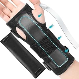Apasiri Wrist Brace, Wrist Splint Fits Right/Left Hand for Carpal Tunnel, Arthritis, Tendonitis, Sprain, Breathable Wrist Support with Aluminum Bar and Soft Padding for Men and Women – L