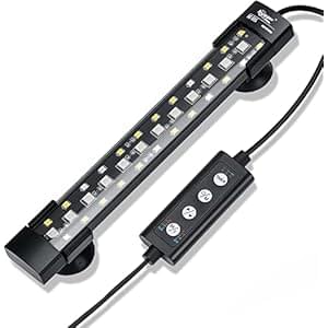 hygger Spectrum Hidden Fish Tank Light with 3 Rows Beads 7 Colors Auto On Off Sunrise-Daylight-Moonlight, Adjustable Timer Brightness 8W