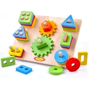 Montessori toys for 2+ year olds 1+ Year olds Wooden Educational Toy For Toddlers Gears & Blocks Shapes Sorting Stacking Toys Busy Board Sensory Toys Fine Motor Skills, Problem solving Gift