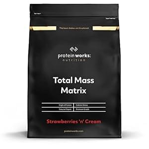 Protein Works – Total Mass Matrix Mass Gainer | High Calorie Protein Powder | Mass Building Protein Shake | Weight Gainer Protein Powder | 16 Servings | Strawberries ‘n’ Cream | 2kg