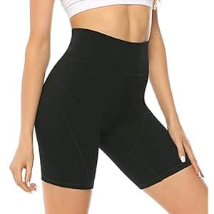 JOYSPELS Womens High Waisted Gym Shorts – Running Shorts with Inner Pockets, Non See Through Yoga Cycling Shorts for Women