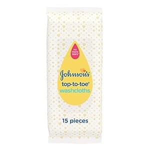 Johnson’s Baby Top-To-Toe Washcloths 15 Pieces – Pre-Moistened Washcloths for Sensitive Skin