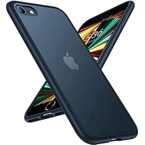 TORRAS Military Shockproof iPhone SE 2022 Case, 2020 8 Case[10FT Super Drop Protective] [Deluxe Translucent] Matte Hard Back Slim 2020/2022/8 Phone Case Cover-Black